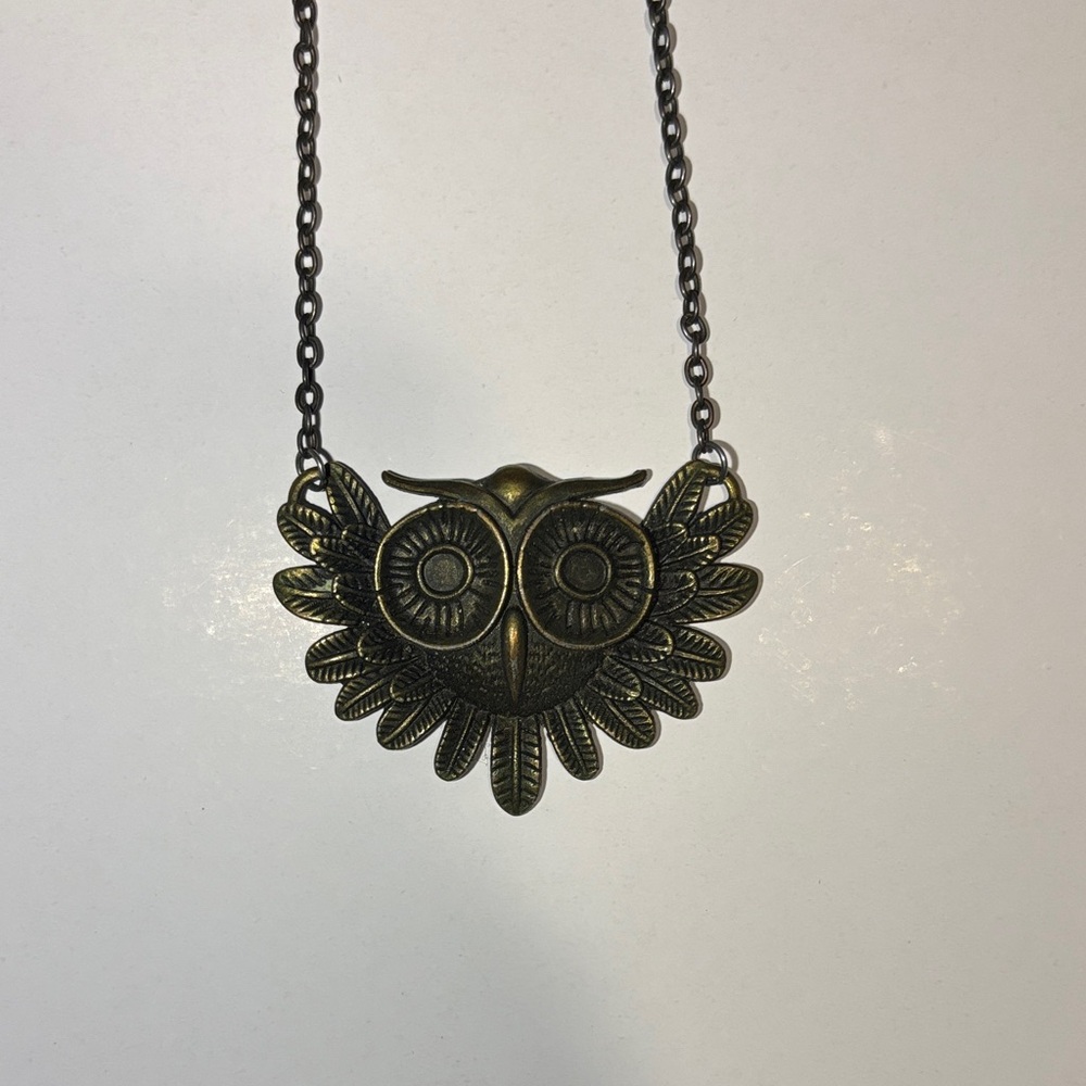 Bronze Owl Pendant Necklace